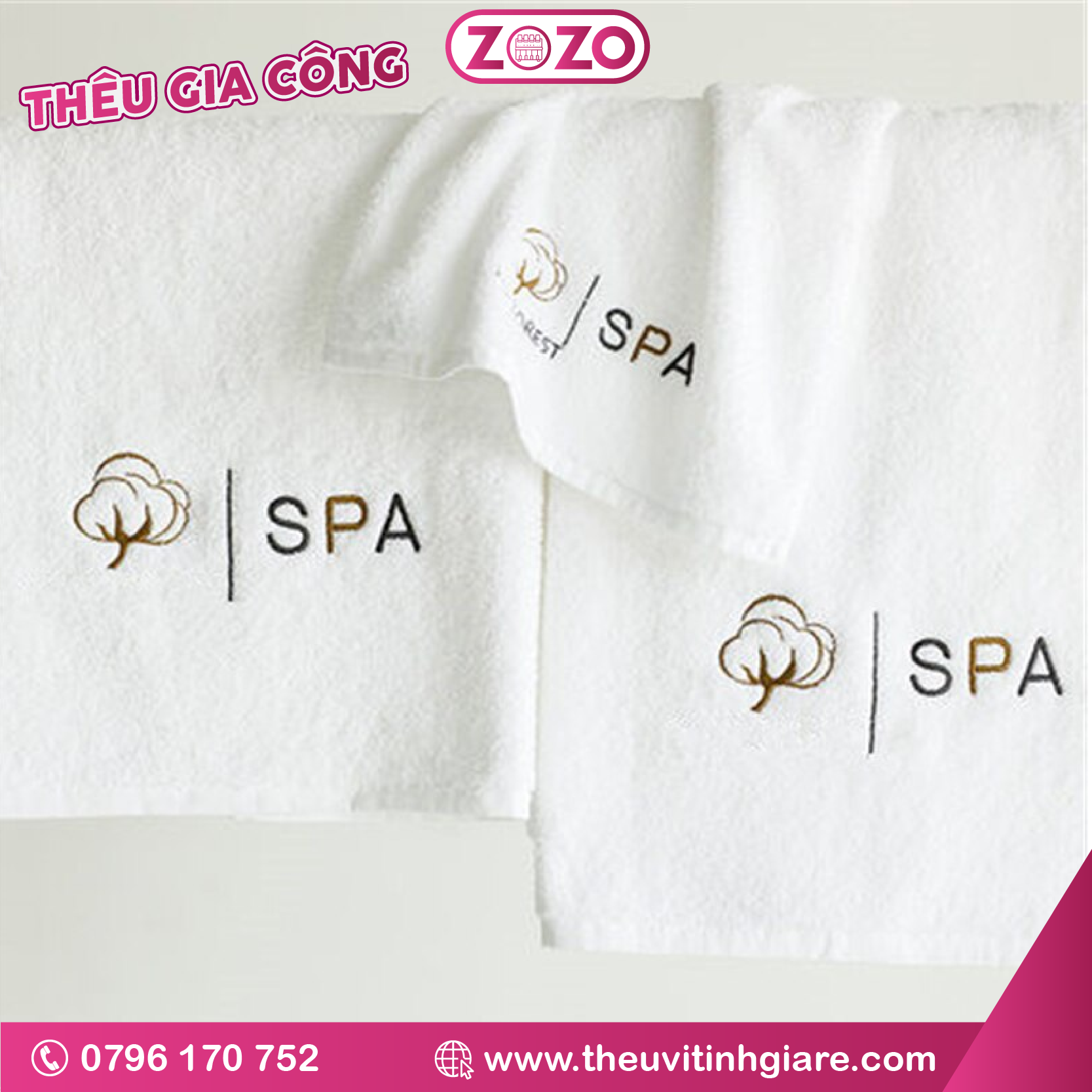 Thêu khăn spa Theu khan spa